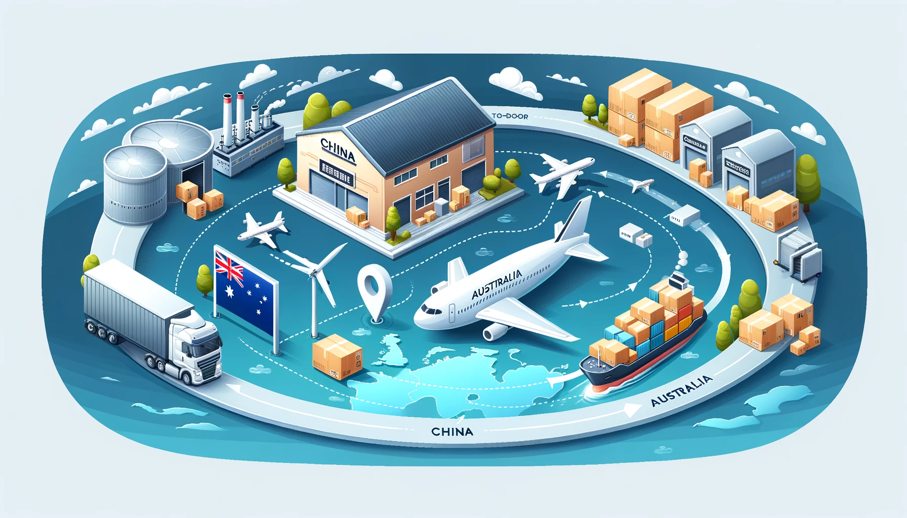 Shipping transit time from China to Australia by sea or air